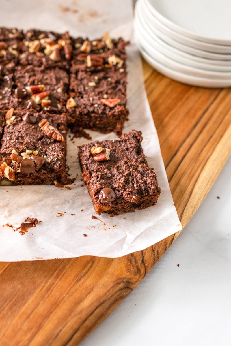 close up sweet potato brownies