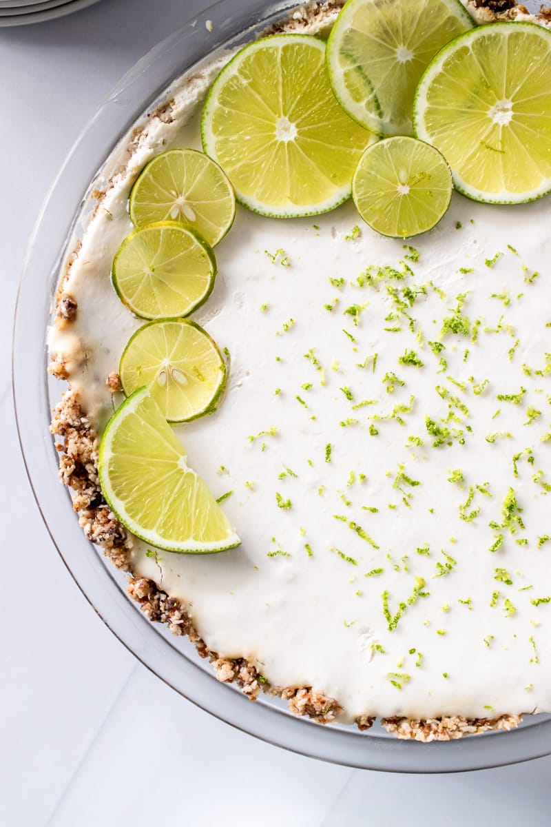 close up of vegan key lime pie