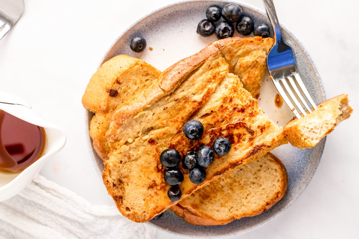 top view plate of sourdough french toast