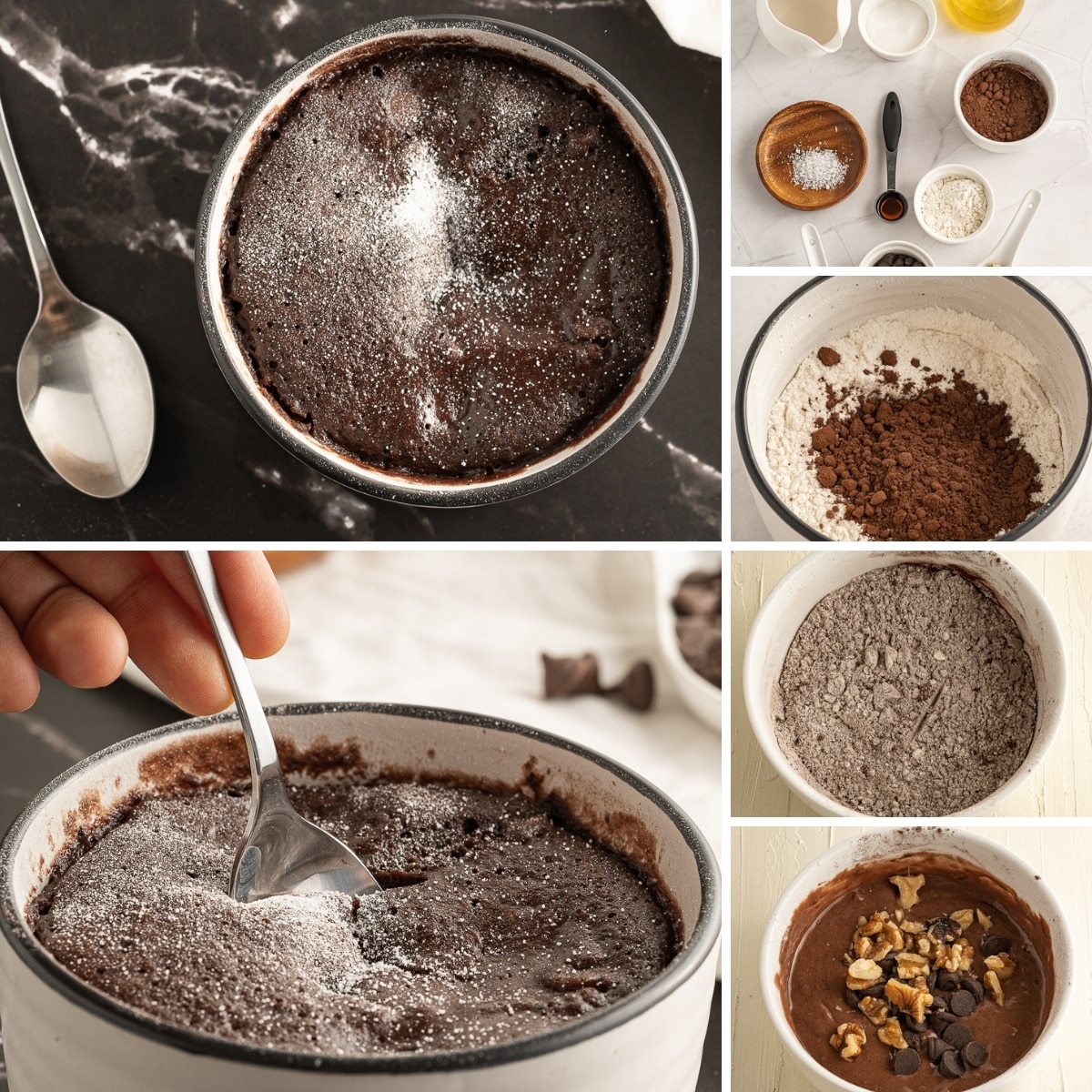 how to make brownie mug cake collage