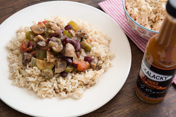 vegetarian gumbo being served