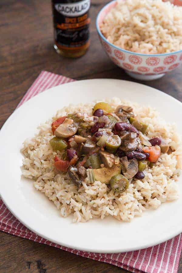 vegetarian gumbo made in the slow cooker