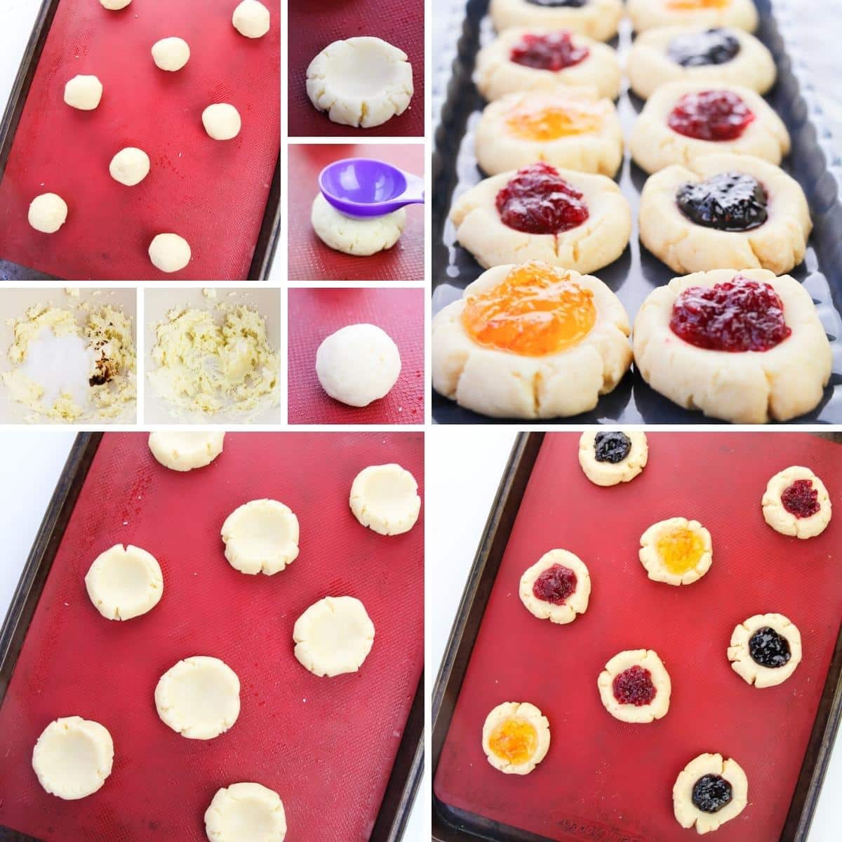 how to make shortbread thumbprint cookies collage