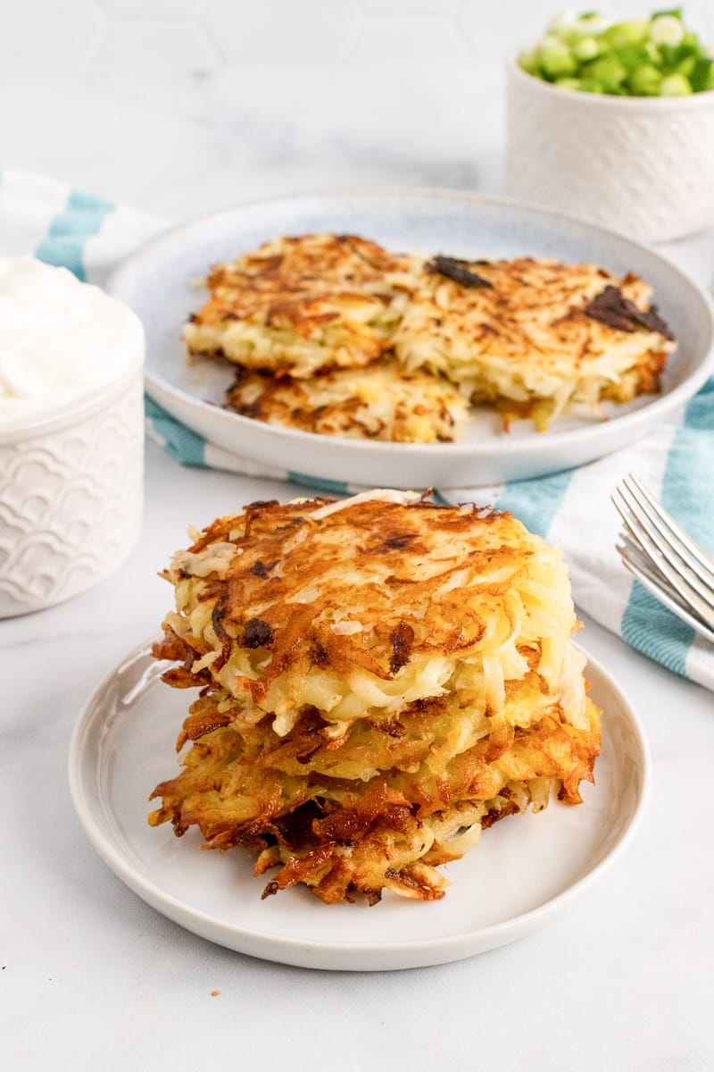 stack of potato pancakes on a plate