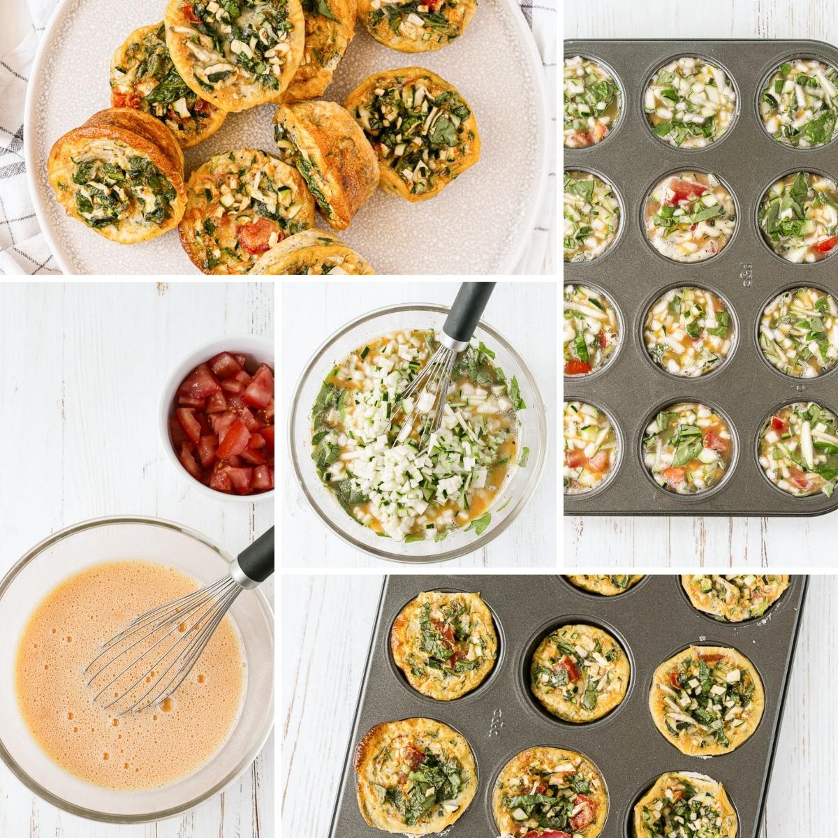 how to make muffin tin egg bites collage