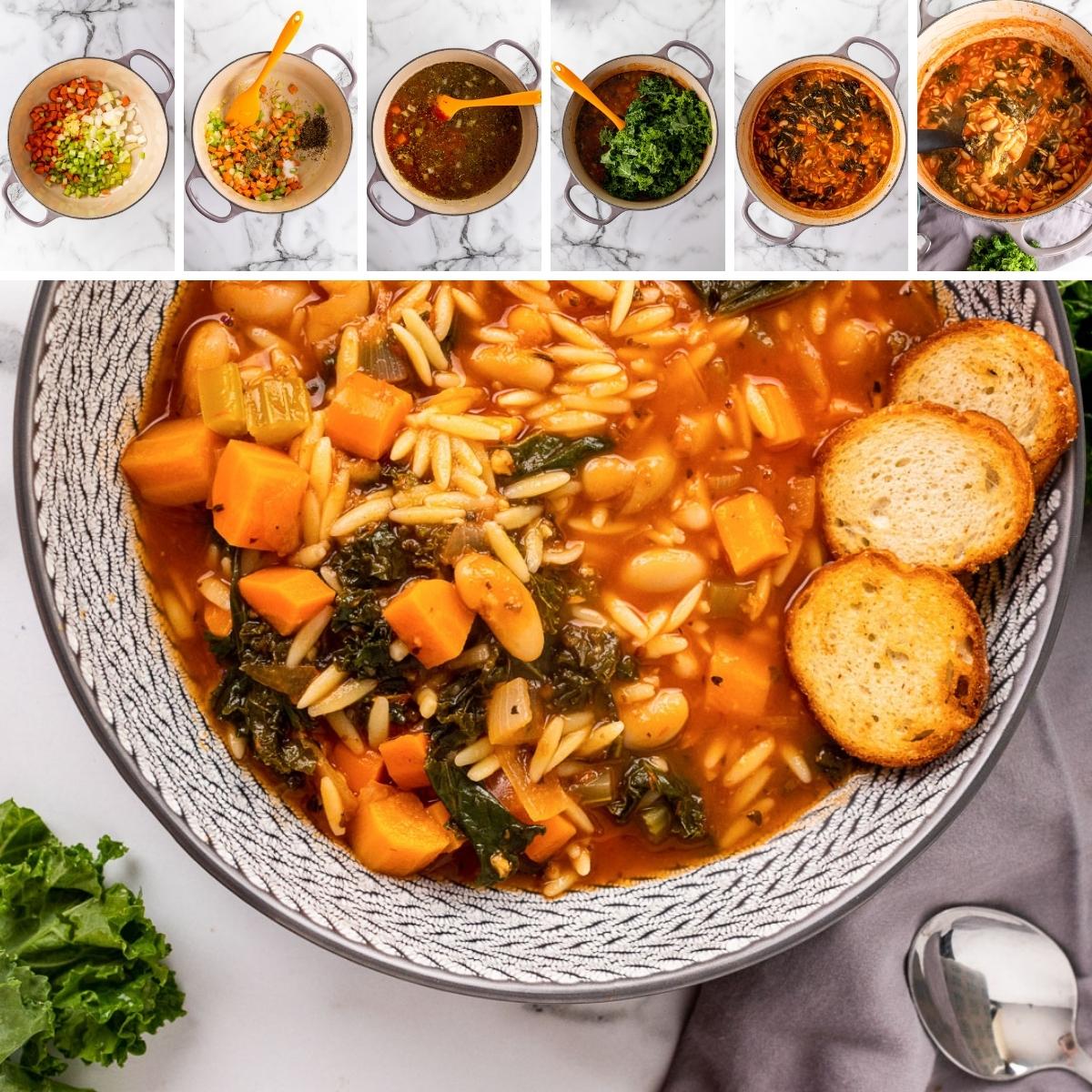 how to make White Bean Kale Soup collage