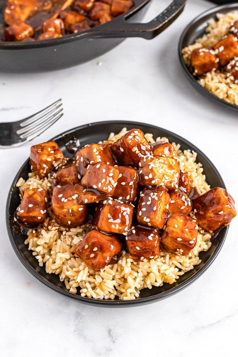 vegan chinese food being served