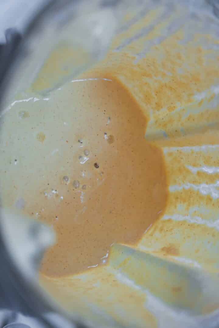 Dairy-free sauce in a blender