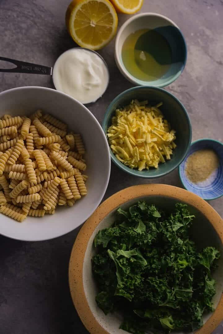 Ingredients for kale pasta