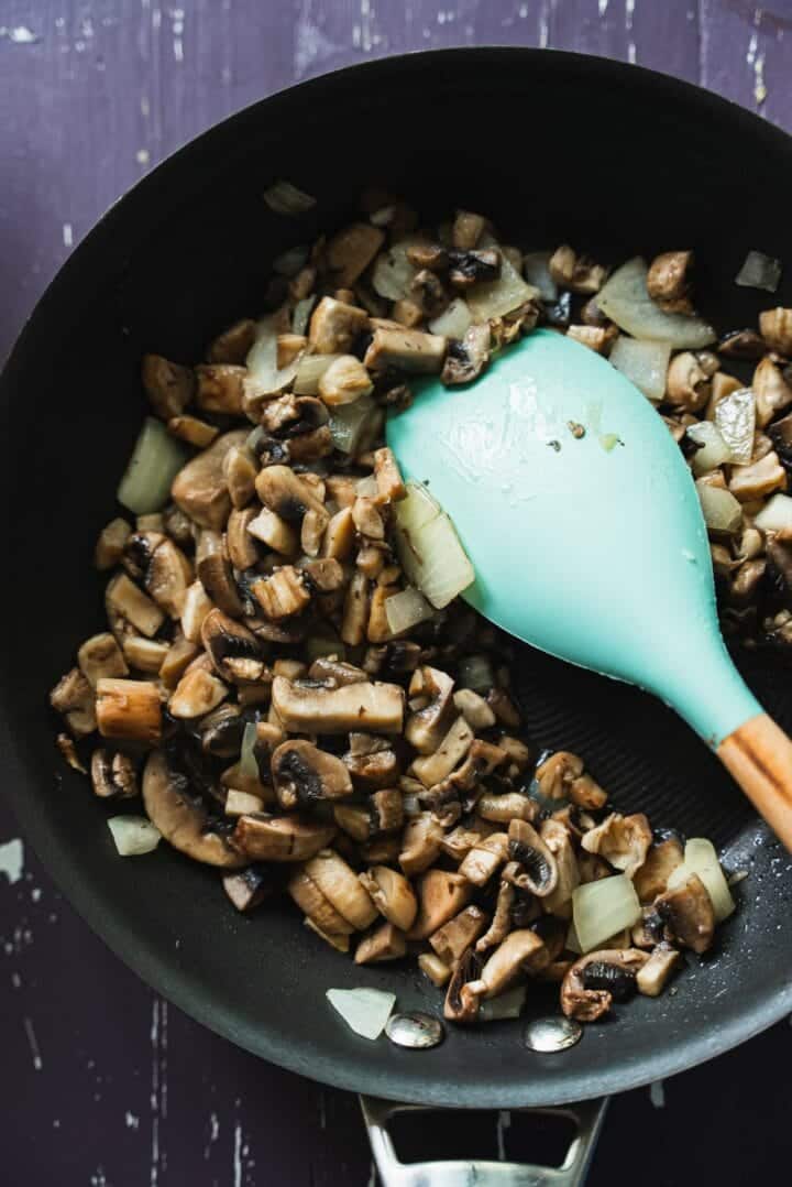 Mushrooms in a frying pan