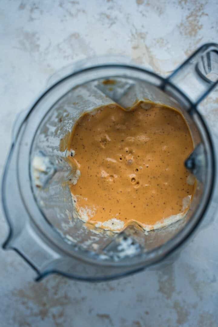 Sweet potato sauce in a blender