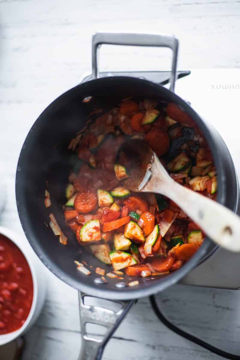 Vegetables in a saucepan