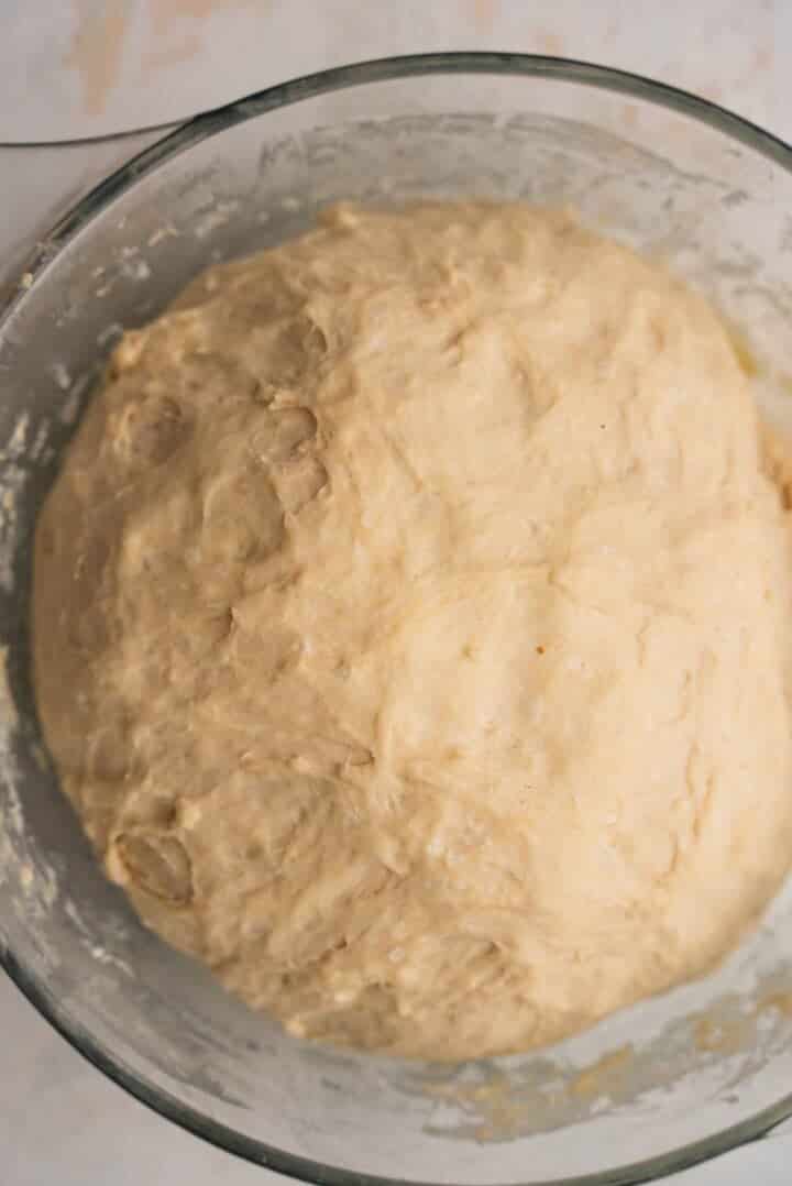 Vegan dough after proofing