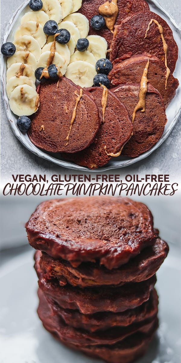 Chocolate vegan pumpkin pancakes Pinterest