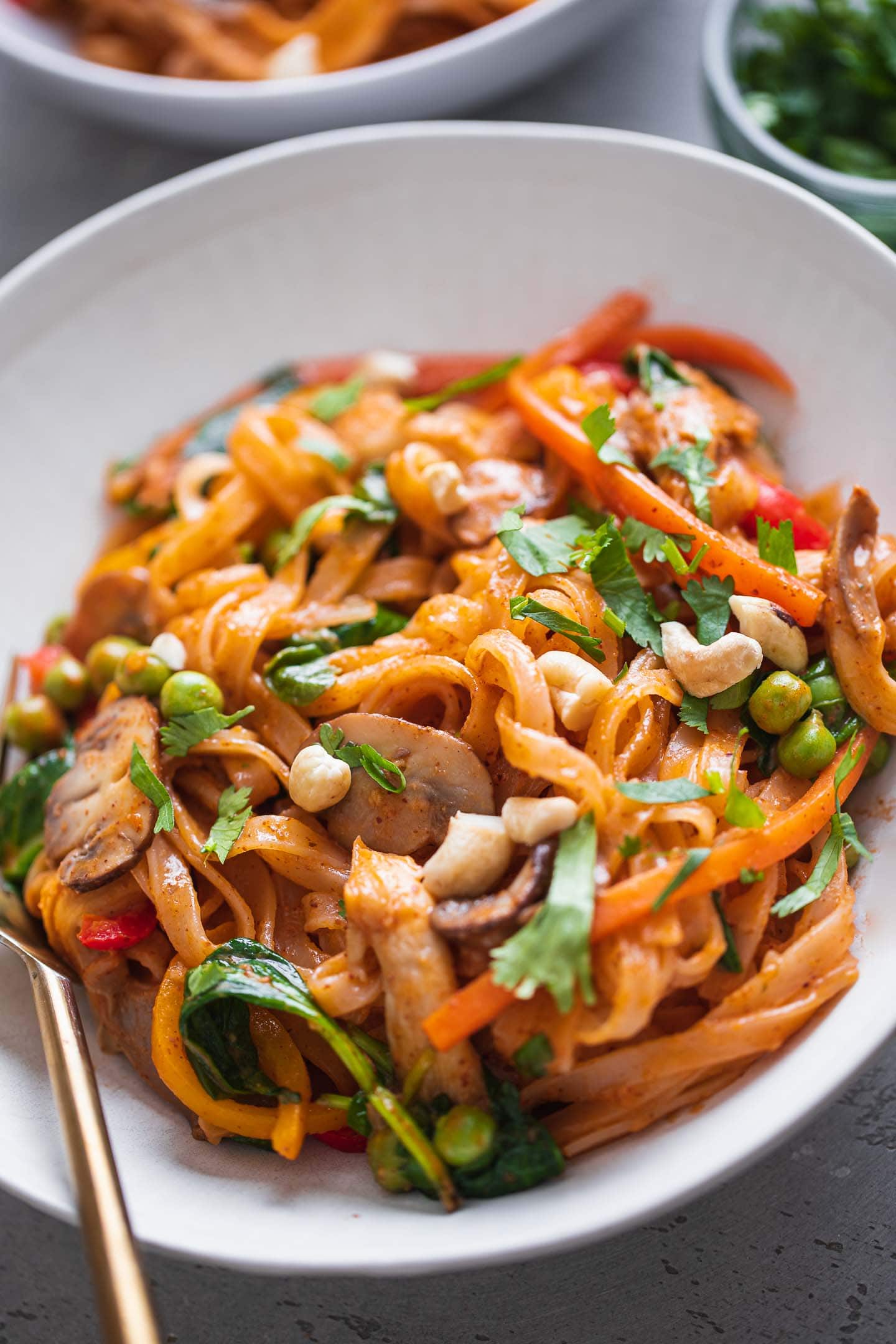 Coconut vegetable stir-fry with rice noodles