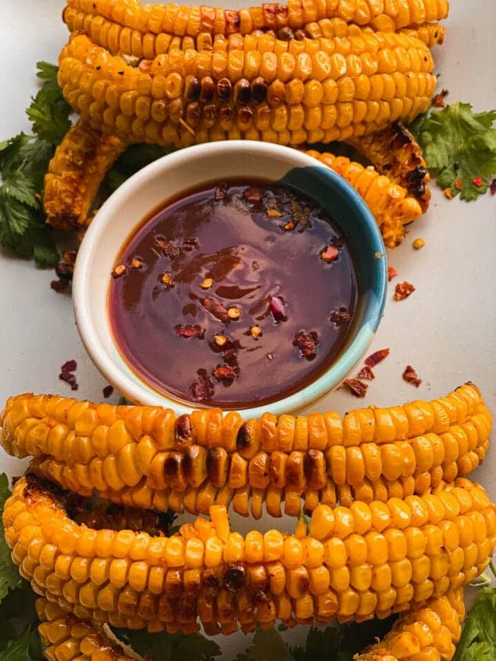 Corn ribs with a spicy dip