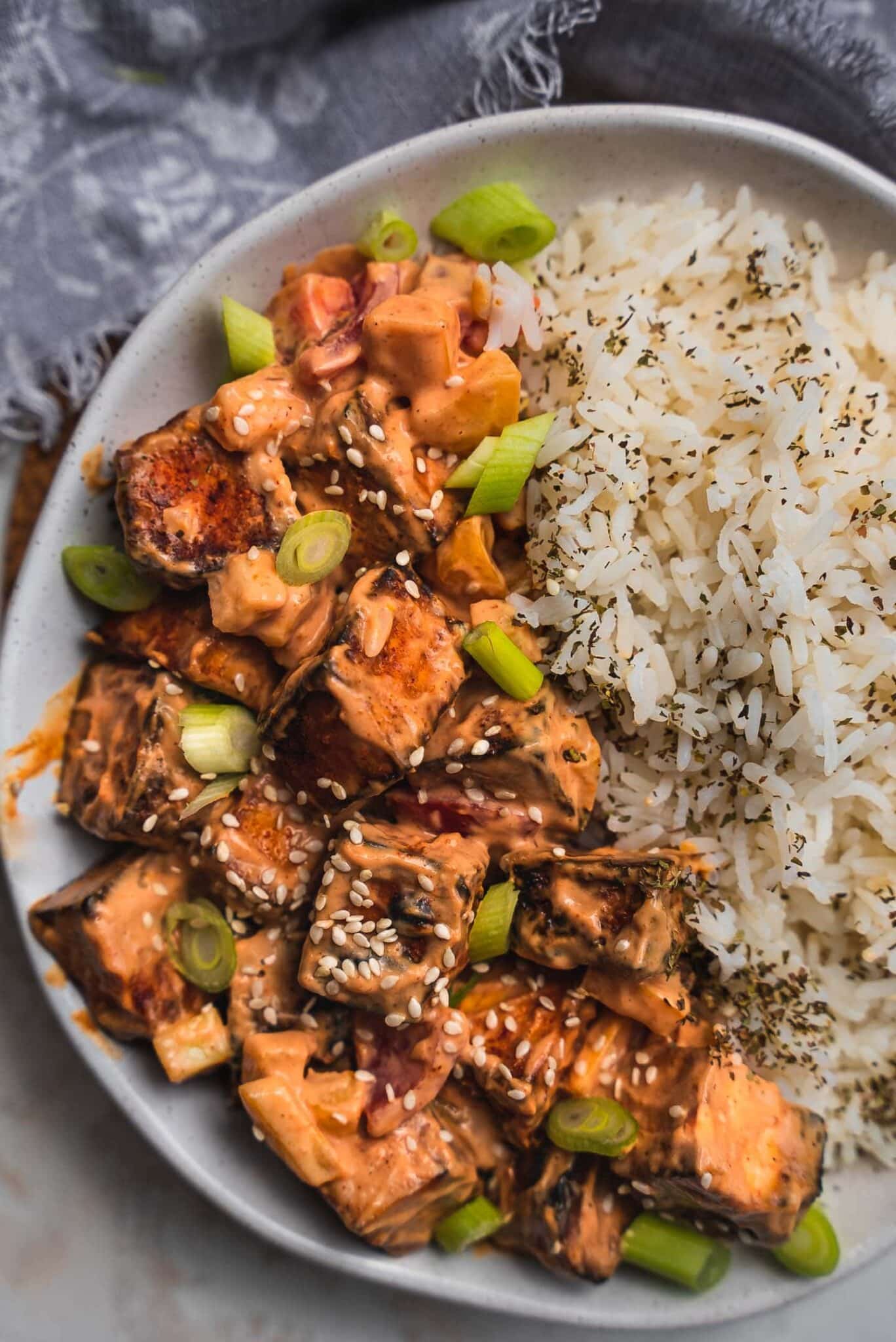 Crispy Air Fryer Tofu With Spicy Peanut Sauce Oh My Veggies
