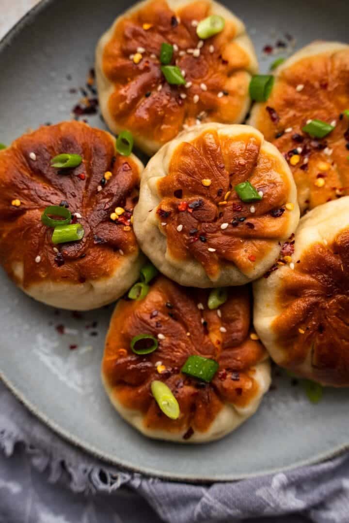 Crispy vegan buns on a plate
