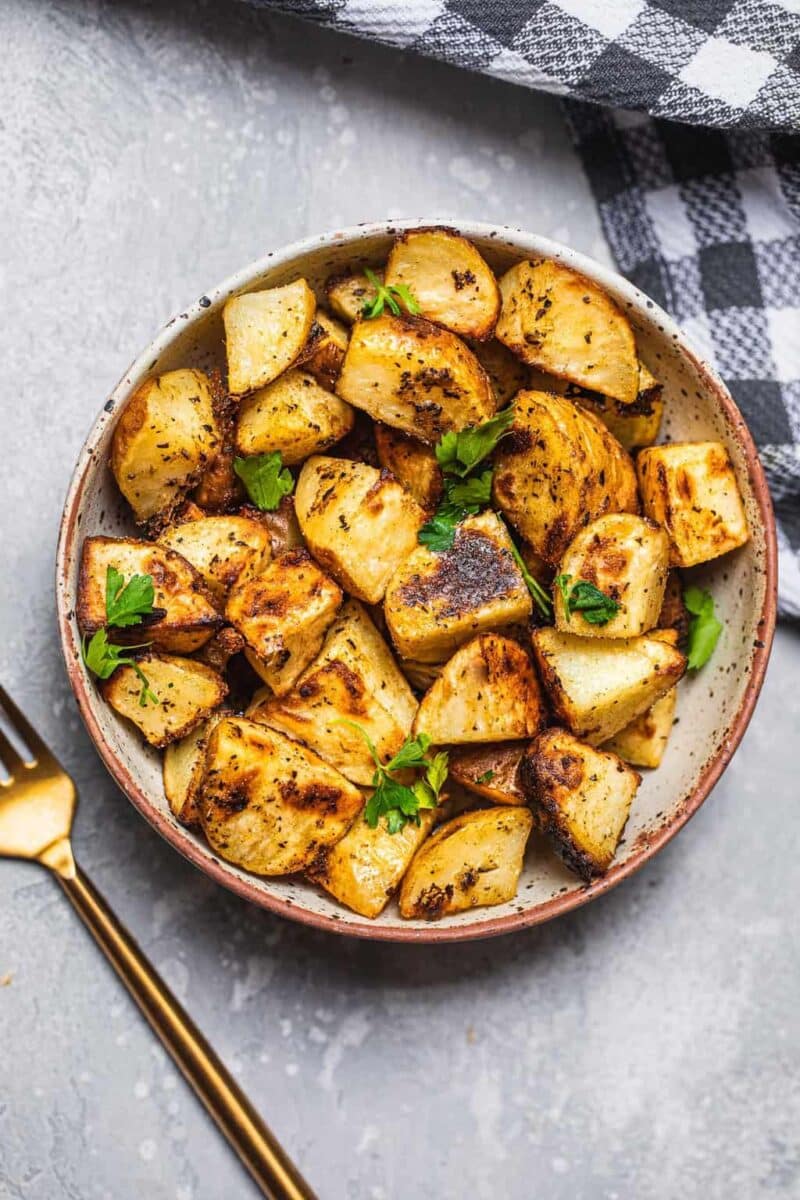 Bowl of potatoes and coriander