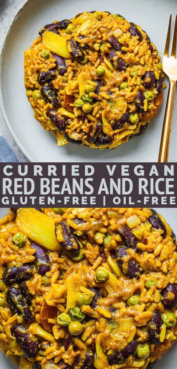Curried vegan red beans and rice gluten-free oil-free