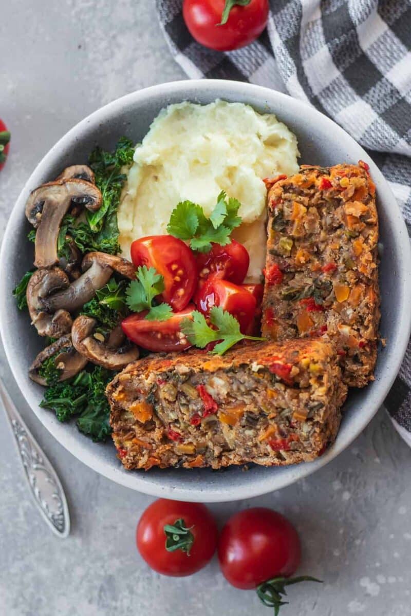 Easy vegan lentil loaf healthy Christmas recipe