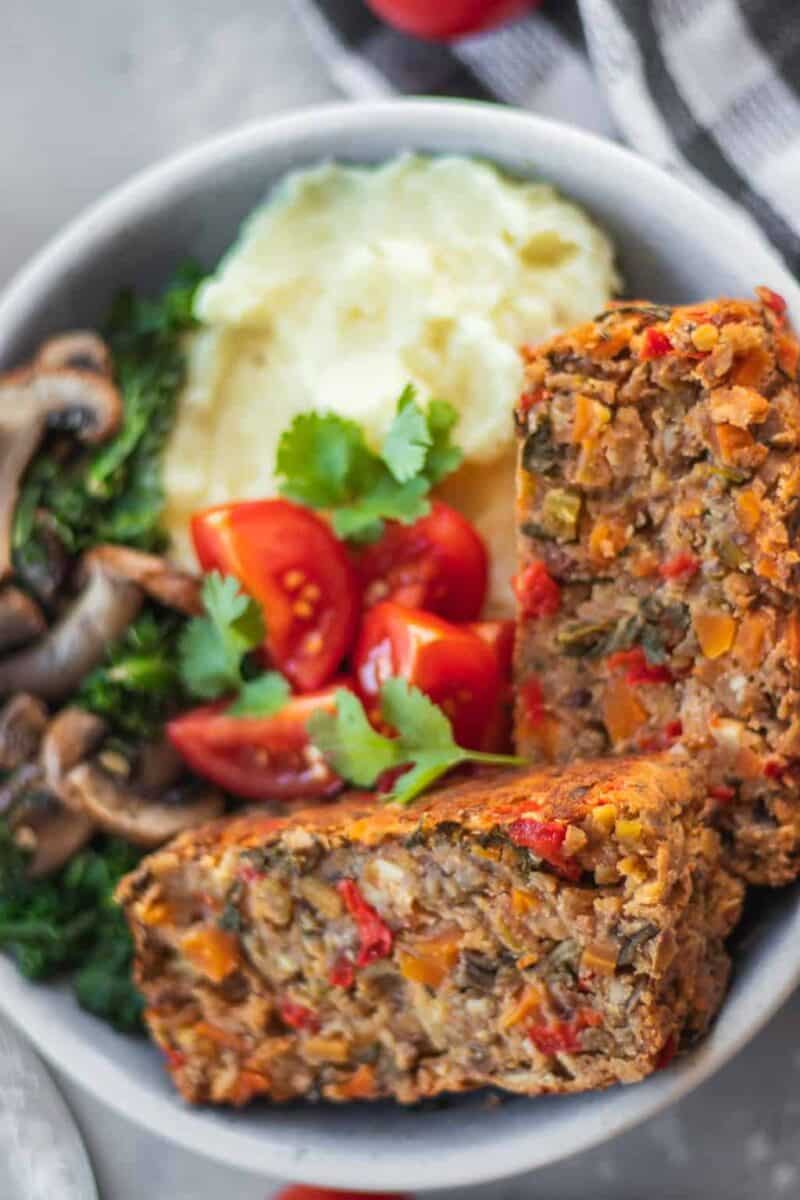 Nut-free gluten-free vegan lentil loaf for Christmas or Thanksgiving