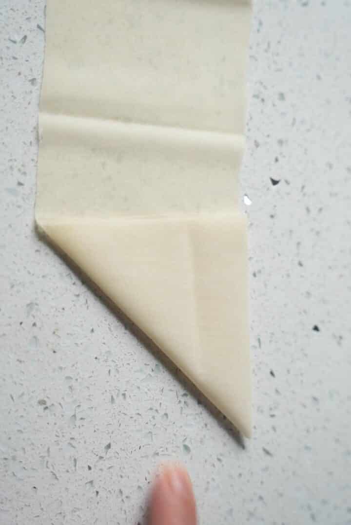 Filo pastry being folded