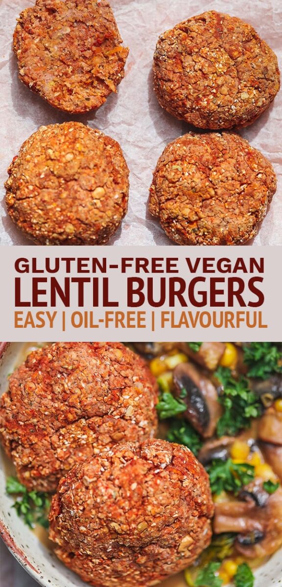 Gluten-free vegan lentil burgers