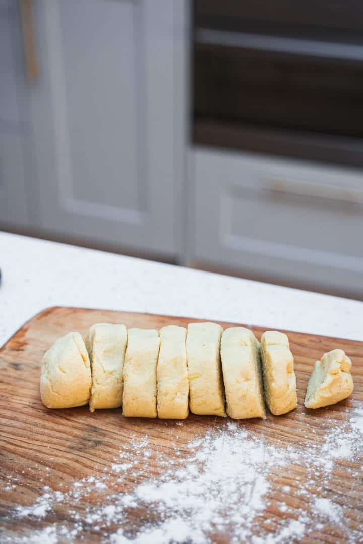Gnocchi dough on a floured surface