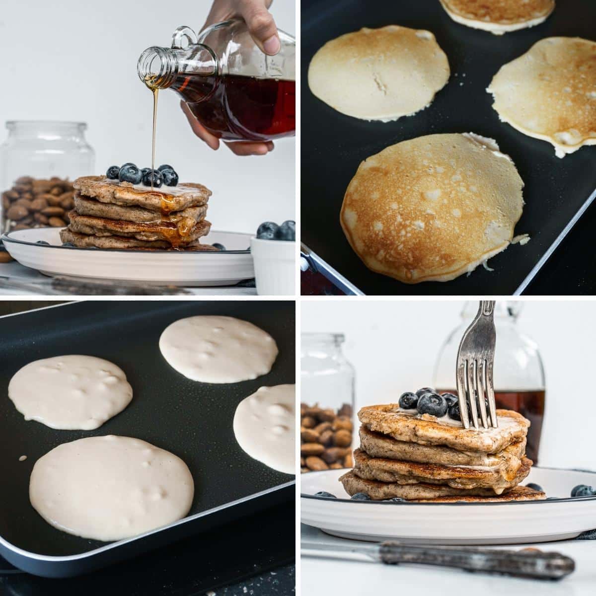 how to make simple vegan pancakes collage