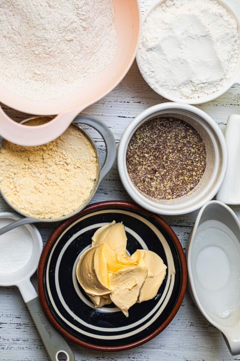 Ingredients for a gluten-free vegan quiche crust