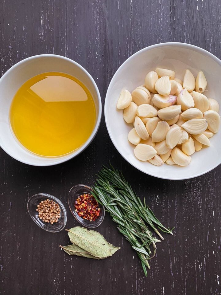 Ingredients for garlic confit