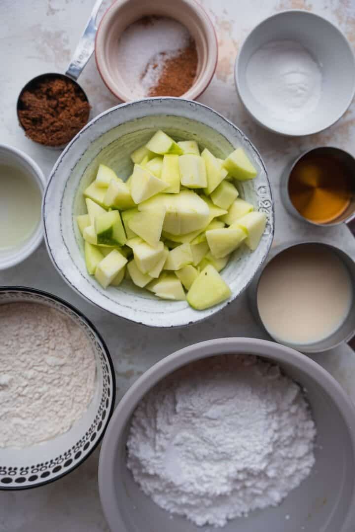 Ingredients for vegan apple fritters