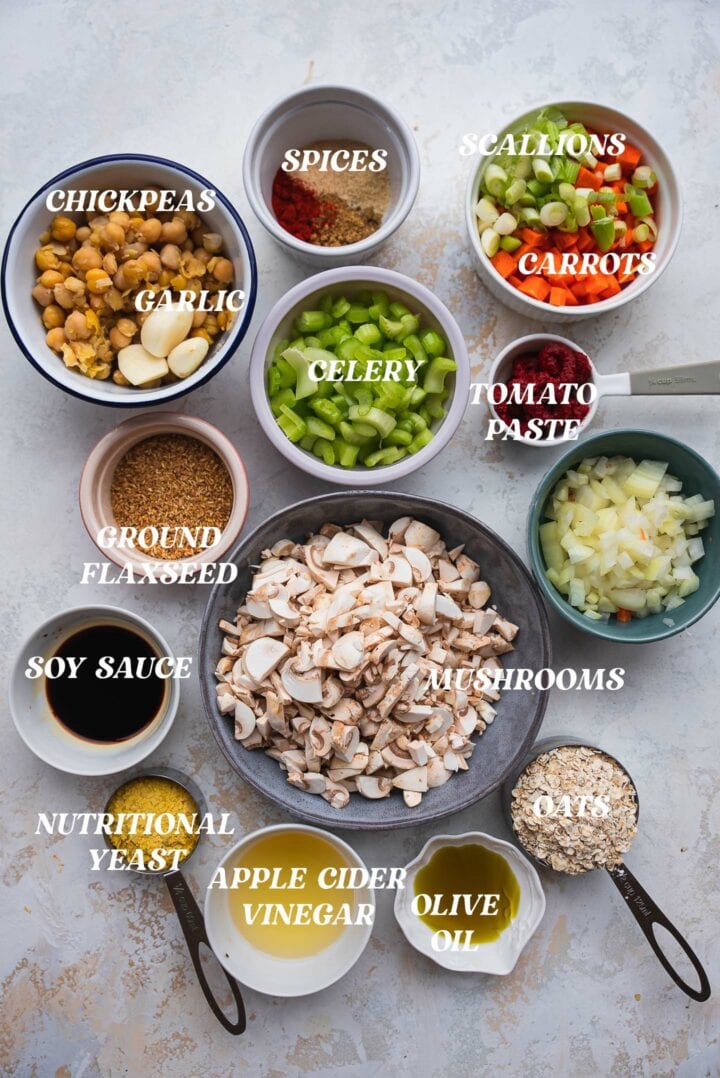 Ingredients for vegan meatloaf
