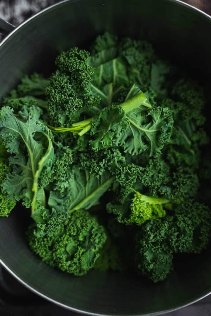 Kale in a mixing bowl
