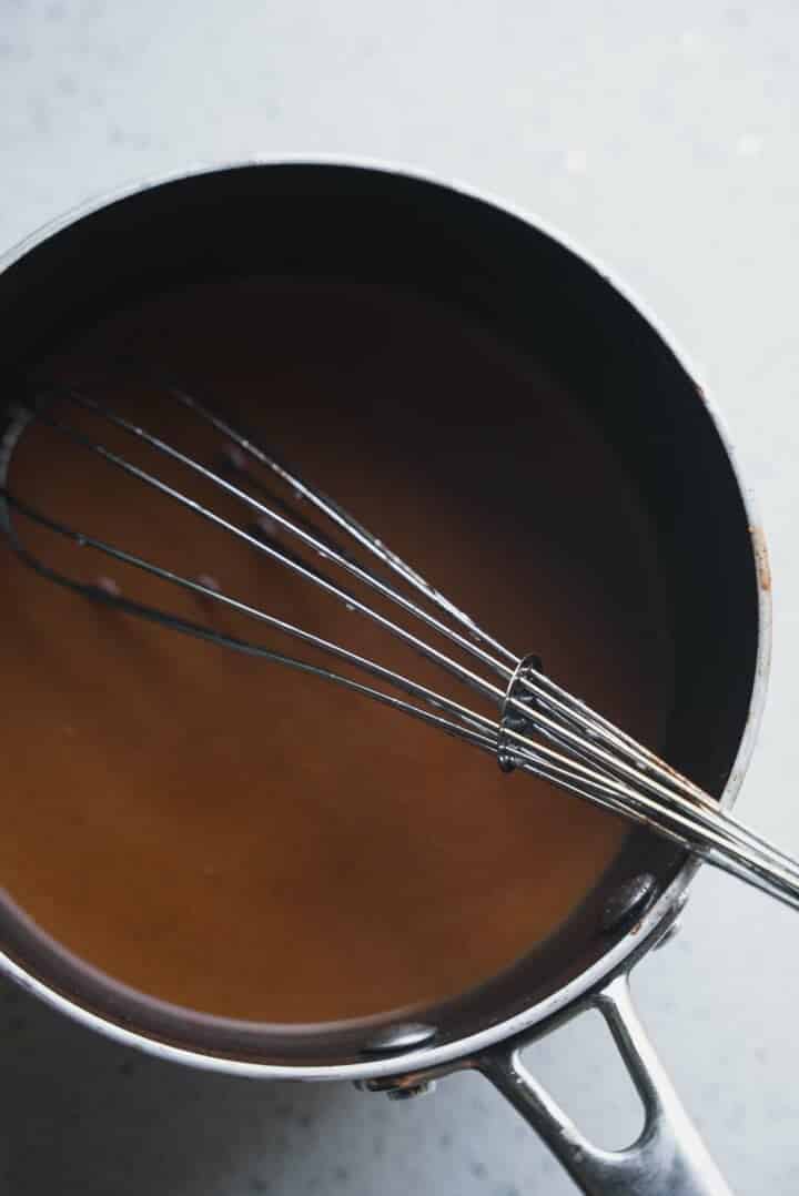 Miso sauce in a saucepan