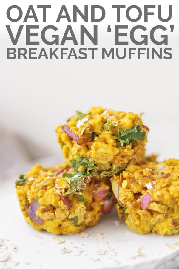Oat and tofu vegan 'egg' breakfast muffins pin