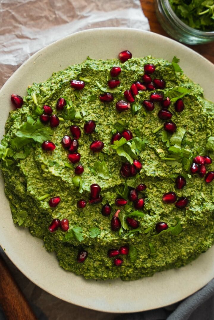 Pkhali with pomegranate seeds