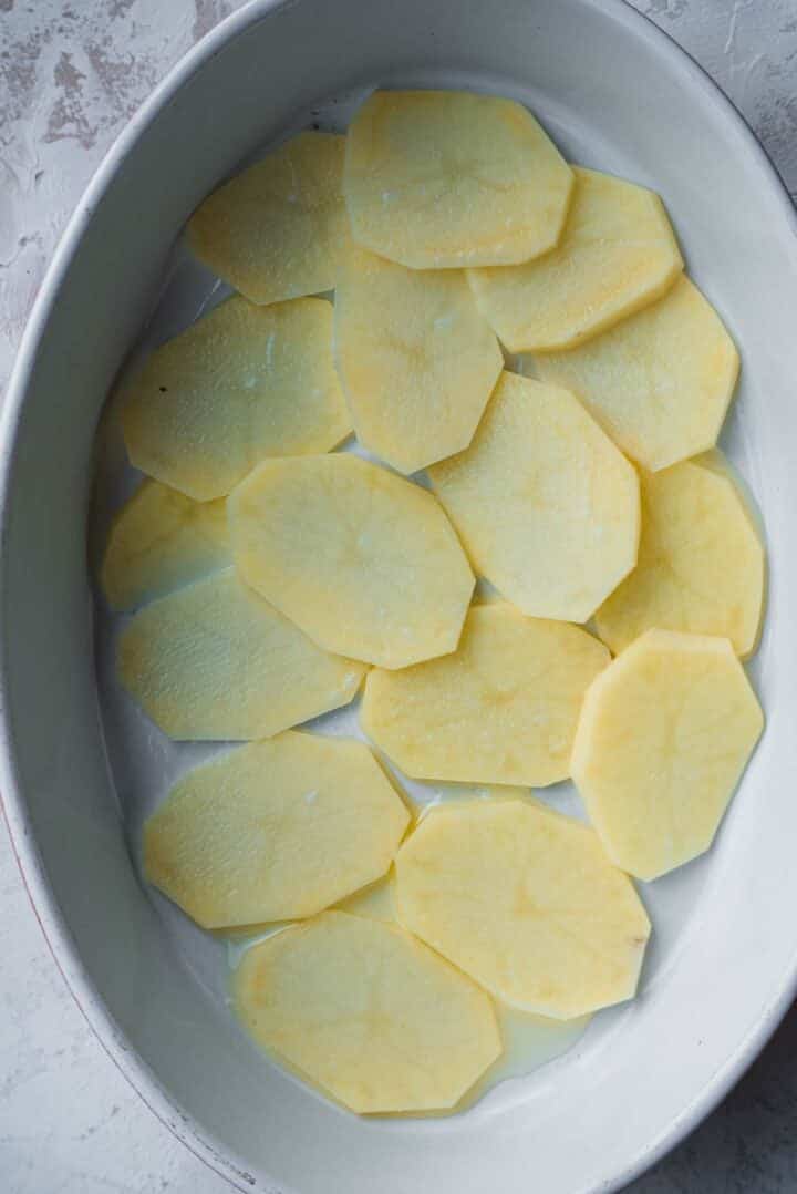 Potatoes in a baking dish