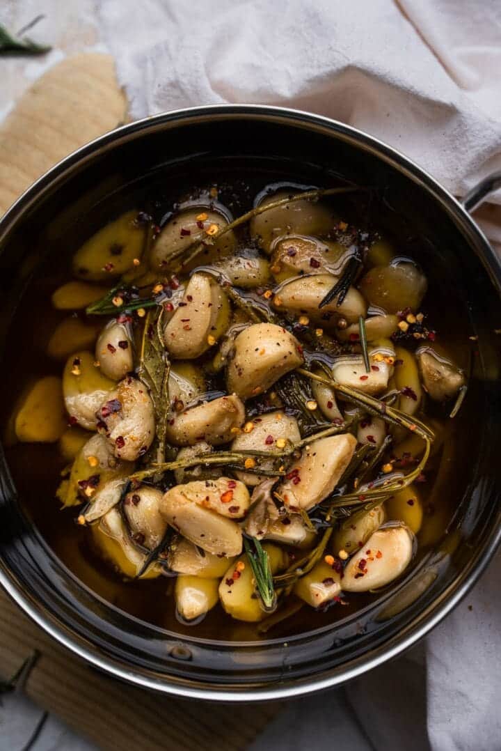 Slow-roasted garlic with herbs