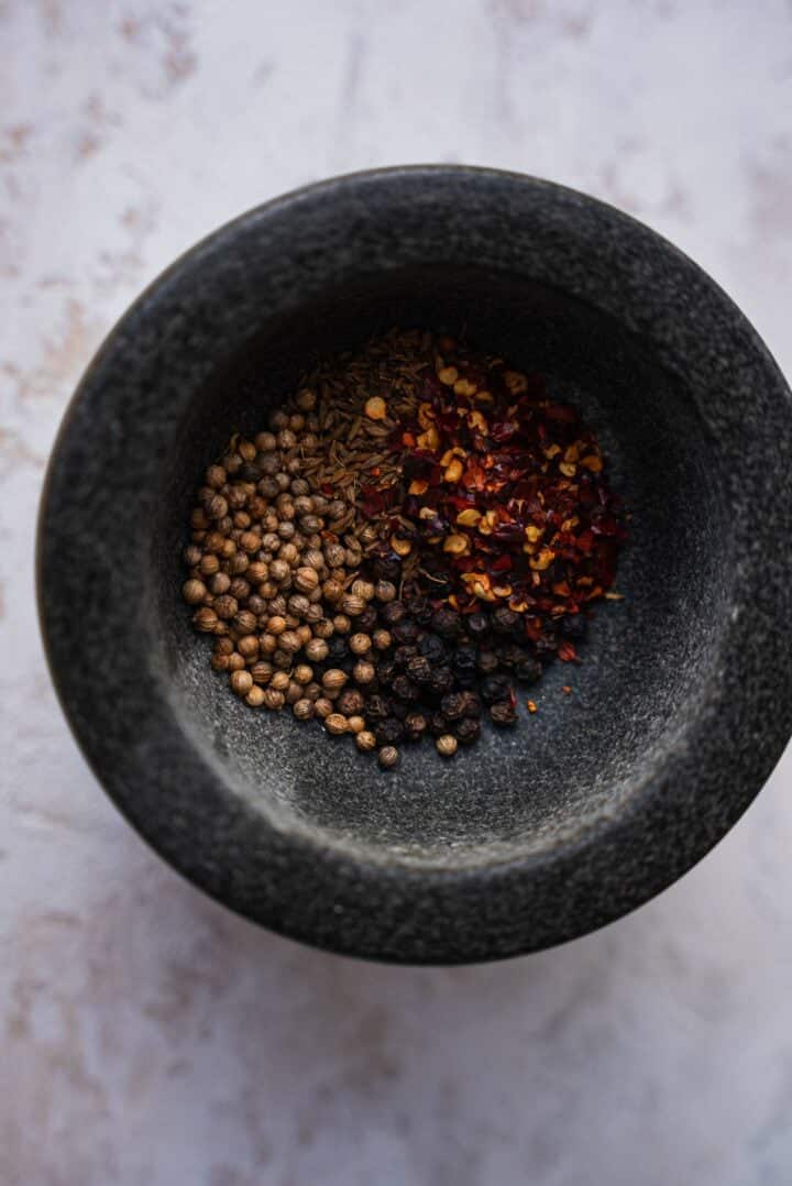 Spices in a pestle and mortar