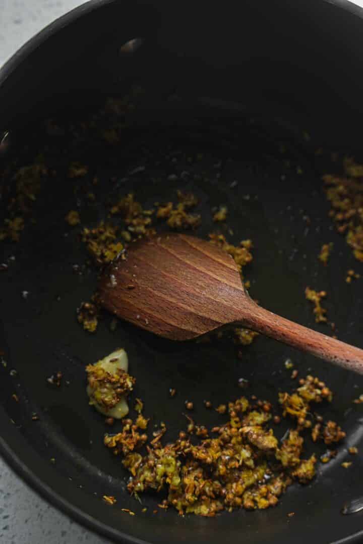 Spices in a saucepan