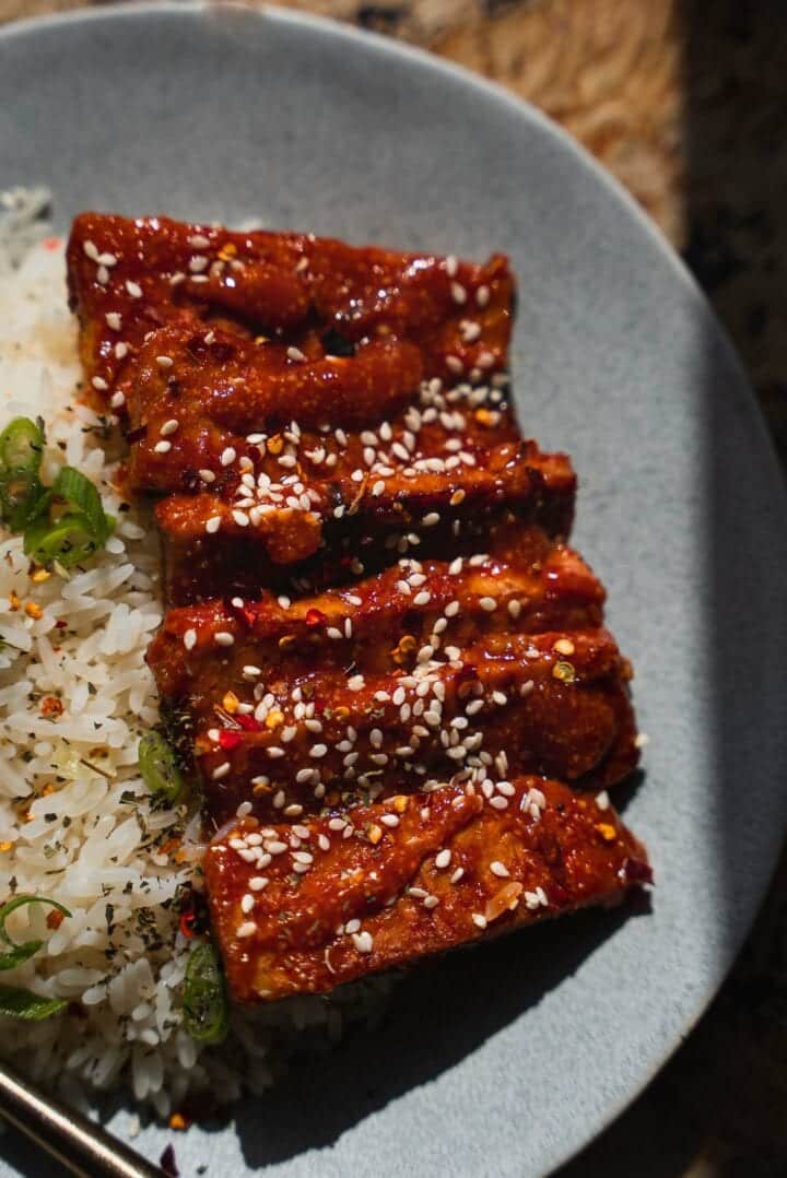 Tempeh ribs with rice