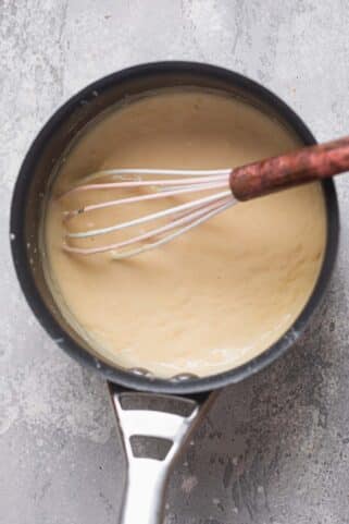 Vegan Bechamel sauce in a pan