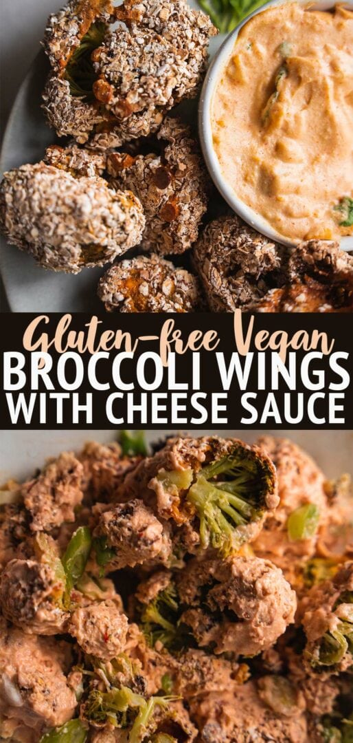 Vegan broccoli wings with cheese sauce