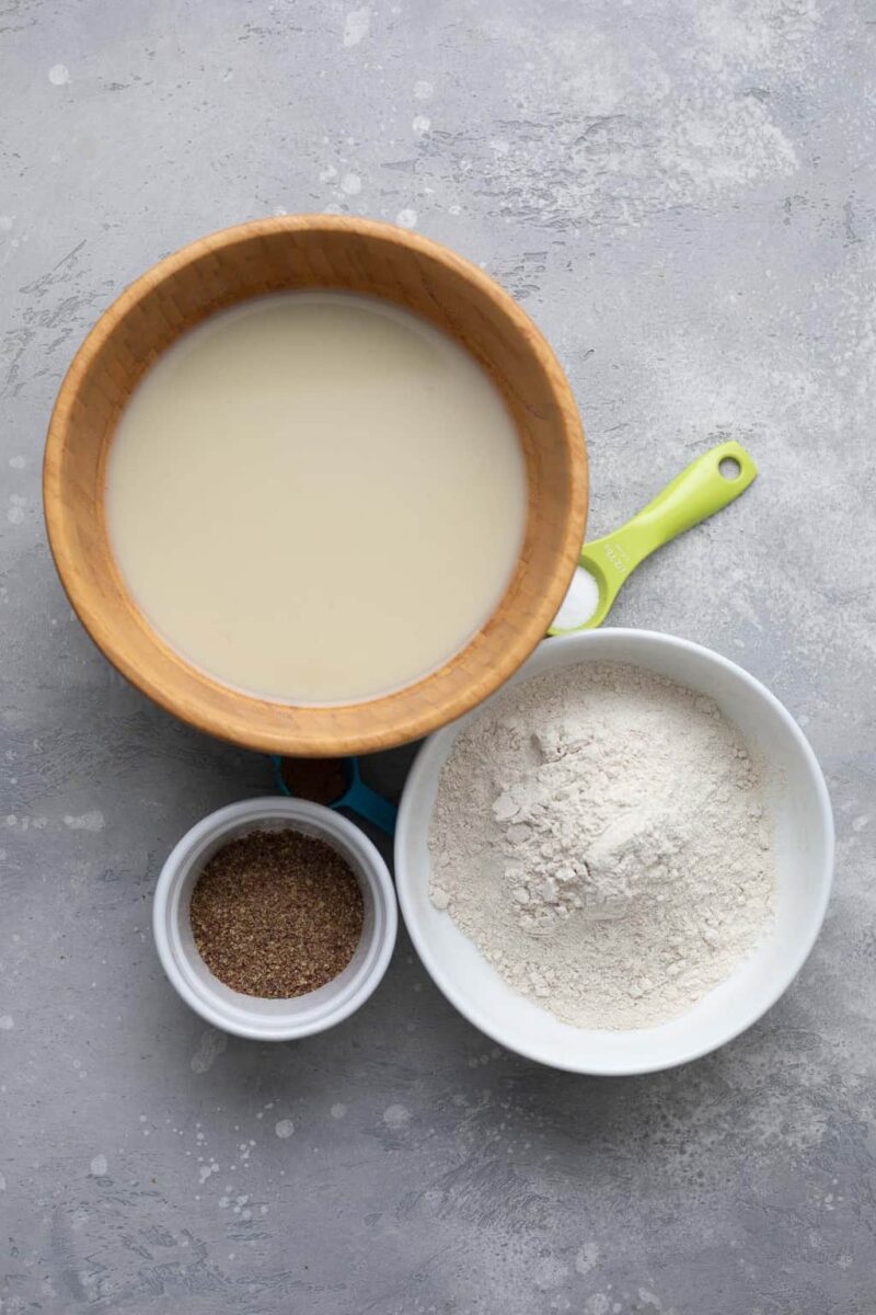 Ingredients for vegan buckwheat crepes