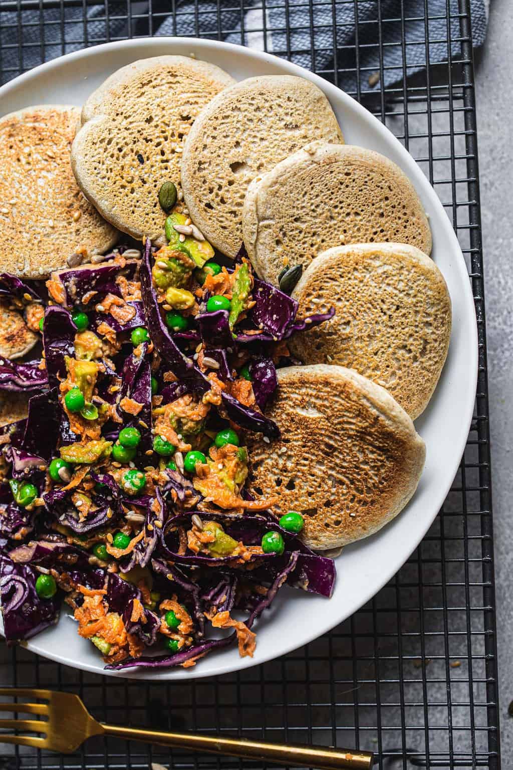 Buckwheat Pancakes With Tahini Veggie