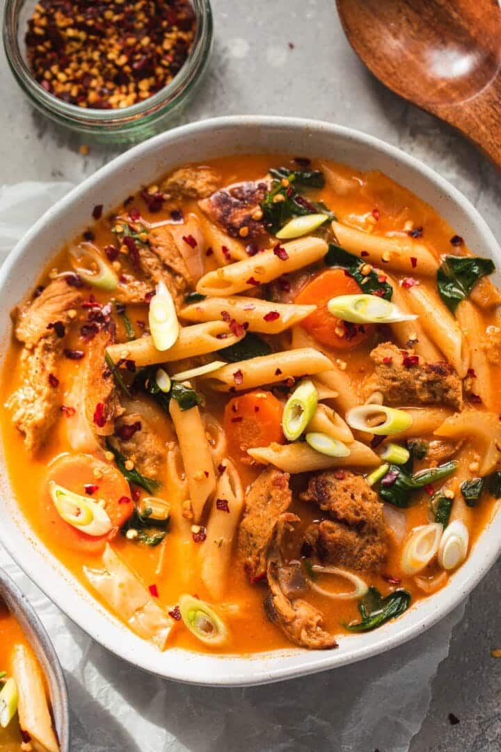 Vegan chicken noodle soup