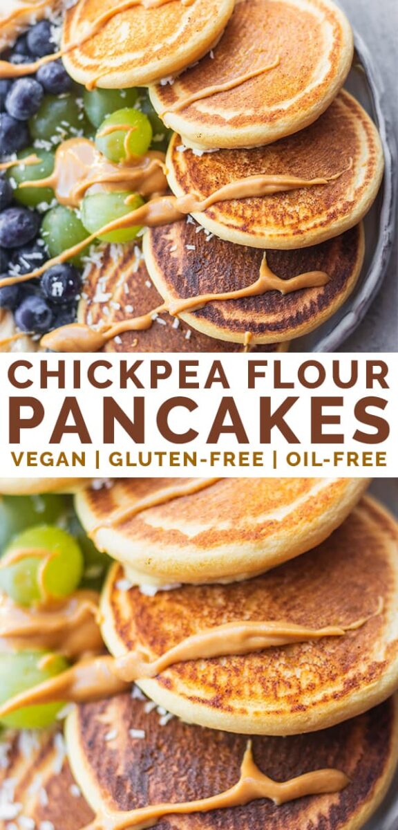Vegan gluten-free oil-free chickpea flour pancakes