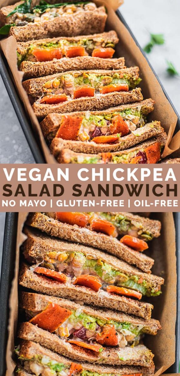 Vegan chickpea salad sandwich gluten-free oil-free